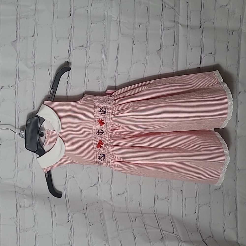 Goodland red white smocked dress sz 6 beach summer new with tags K83